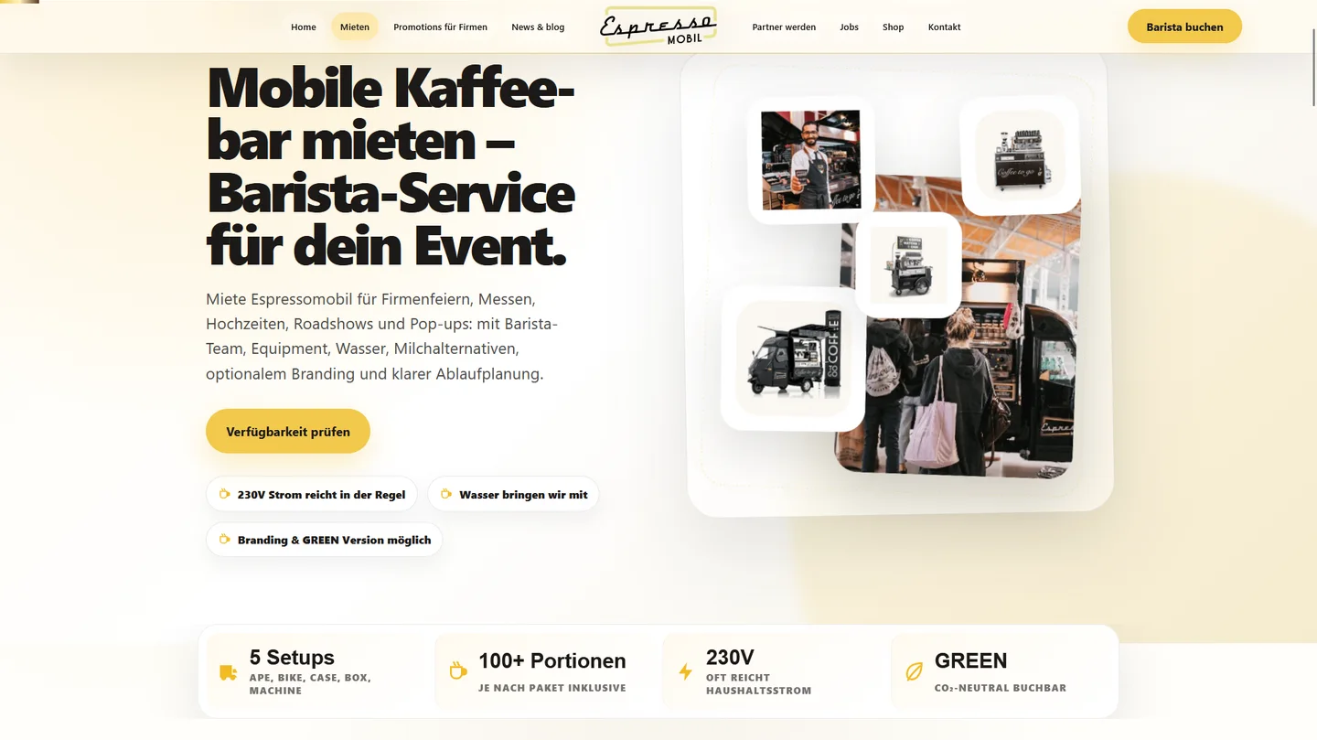 Espresso Mobil homepage